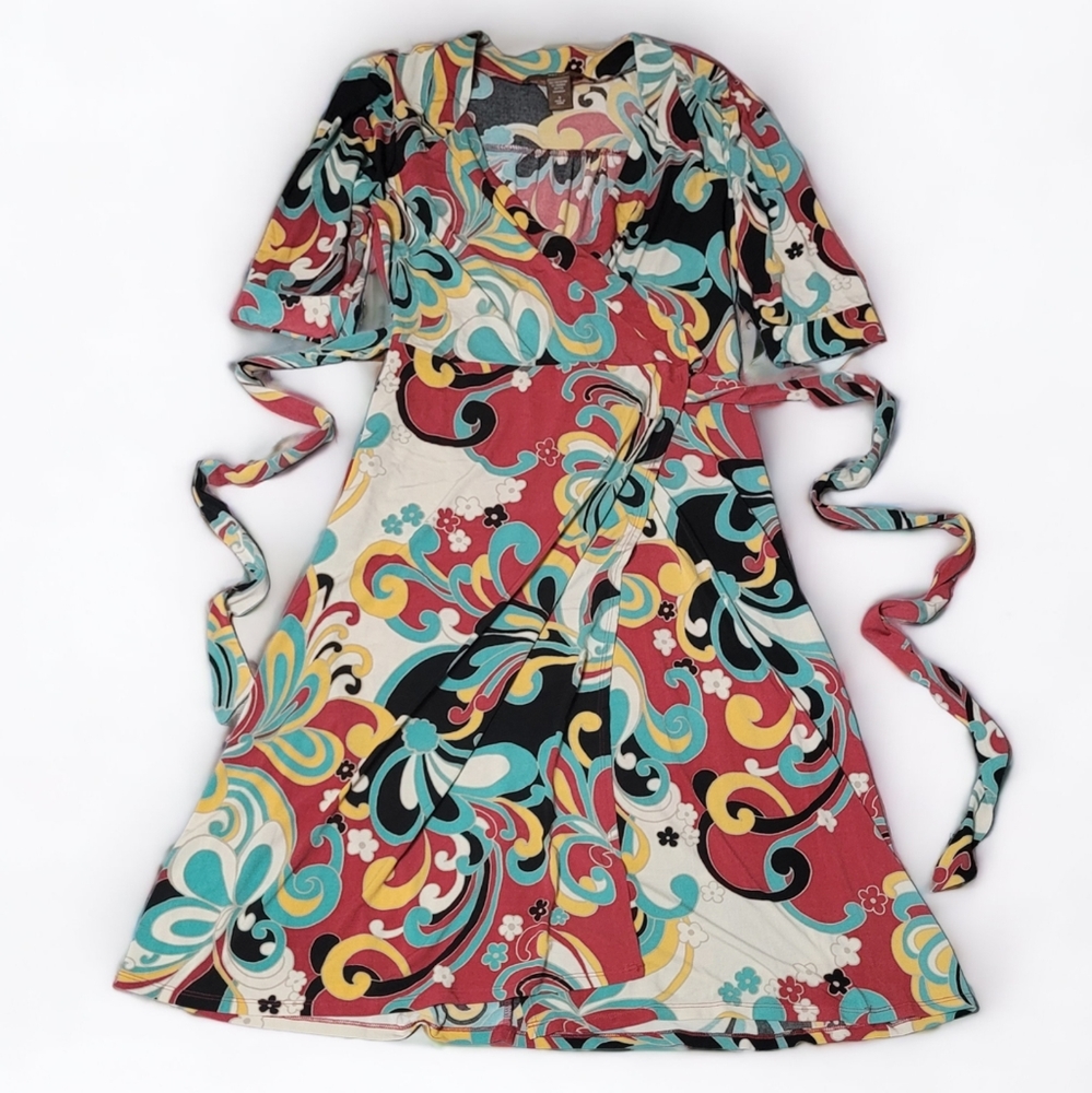 Merona Women's Wrap Dress Size Small Floral Red